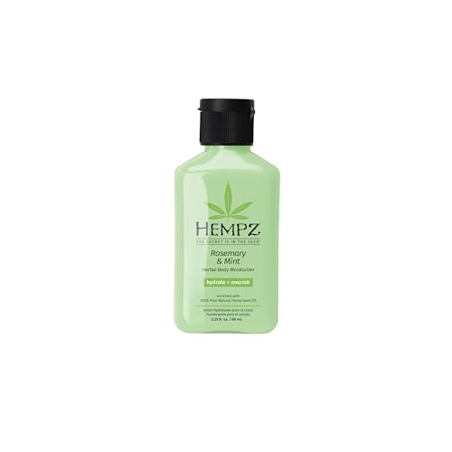 HEMPZ Herbal Body Moisturizer, Rosemary & Mint Travel Mini 2.25 Oz ? Hydrating Lotion Rich with Minerals, Vitamin C, & Hempseed Oil to Nourish & Repair Extremely Dry or Sensitive Skin, for Women & Men