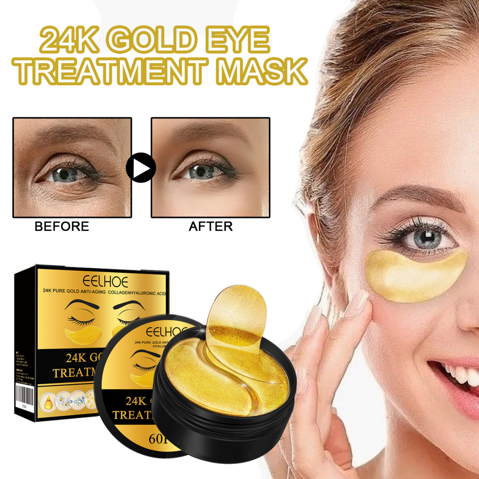 24K Gold Eye Mask Set - Hydrating Anti-Aging Under Eye Patches 60 Pieces