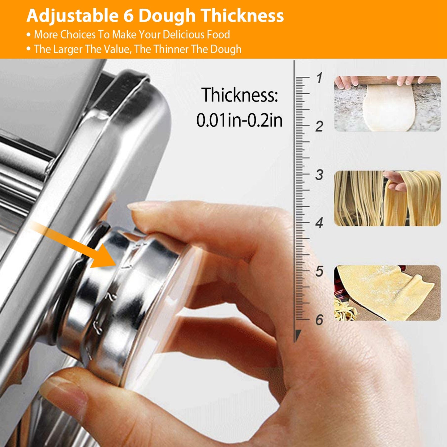 Stainless Steel Pasta Machine with 9 Thickness Settings