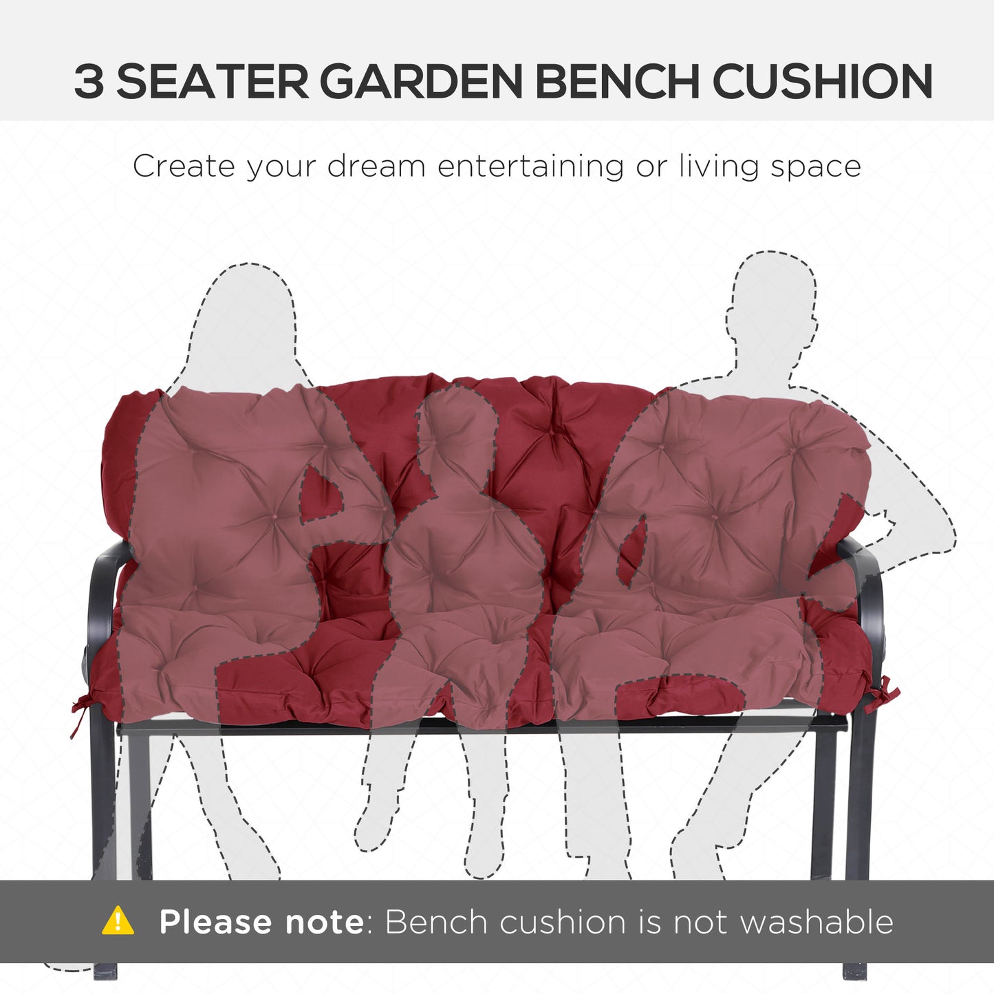 59" x 38" Tufted Outdoor Bench Cushion - Wine Red