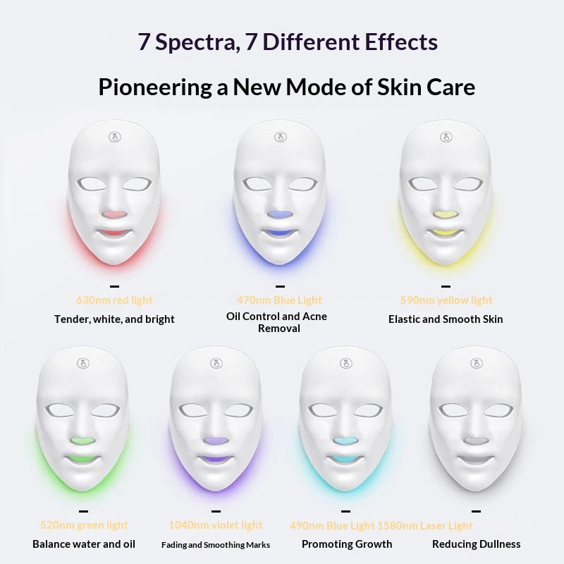 LED Facial Mask with Red & Blue Light Therapy - Skin Rejuvenation Device