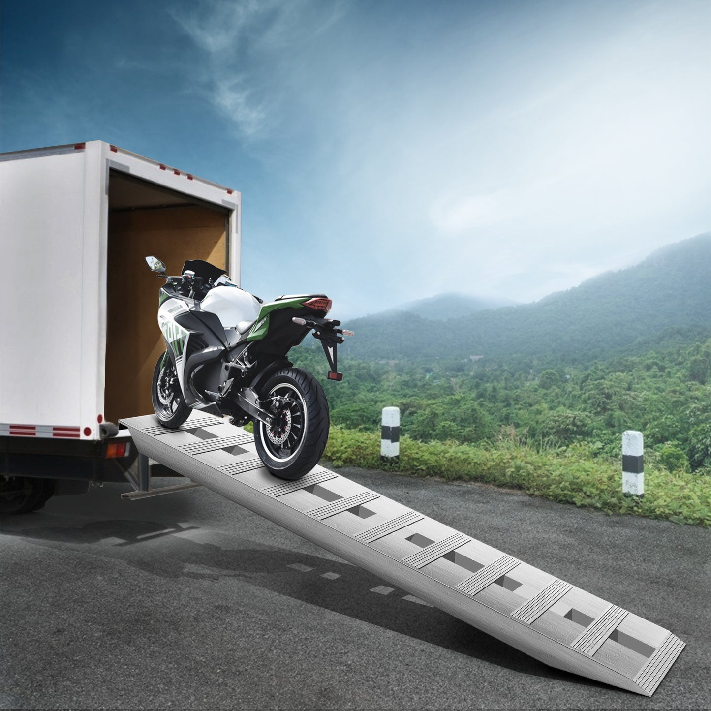 60-Inch Aluminum Trailer Loading Ramps 6000LBS Capacity - Beavertail Hook End, 1 Pair