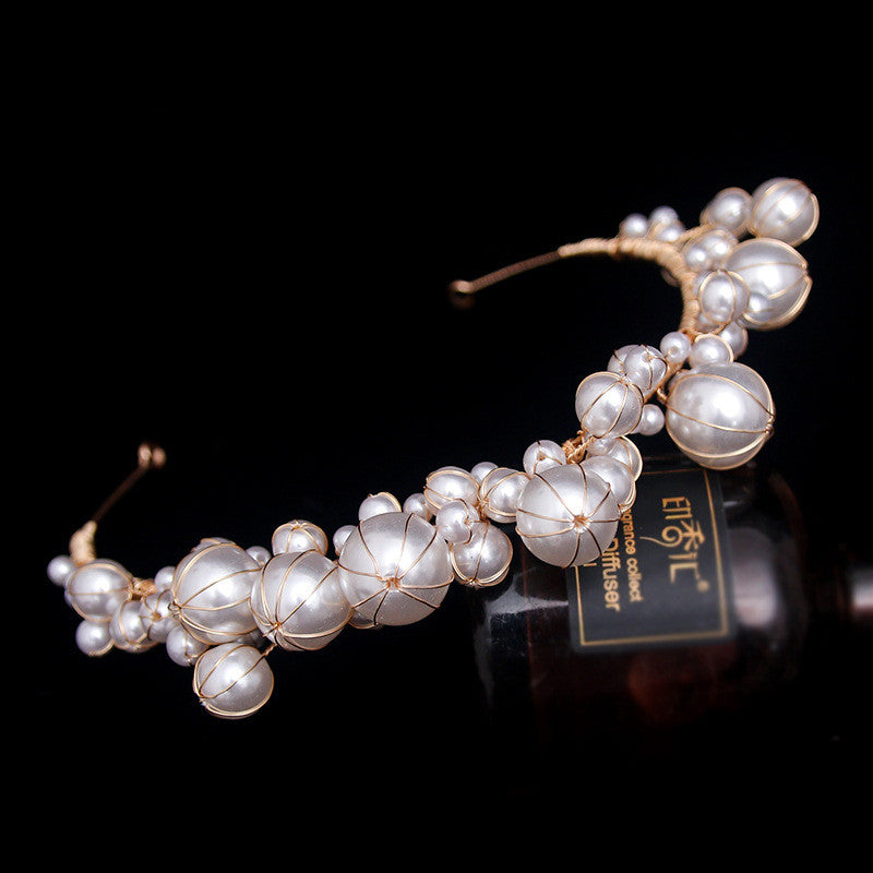 Pearl Hairband Bridal Veil Headpiece for Wedding & Formal Dresses