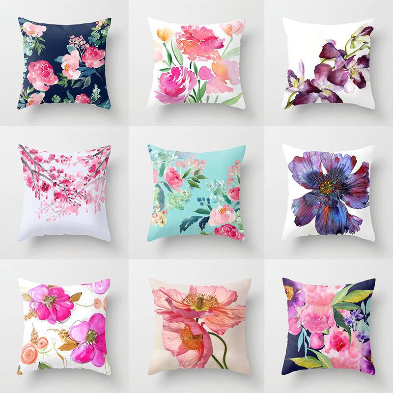 Simple Flower Pillow Cover 45x45cm Modern Cushion Case Polyester