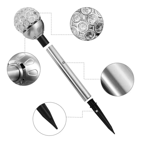 3 Pcs Solar RGB Garden Lights - Waterproof Stainless Steel Outdoor Decor