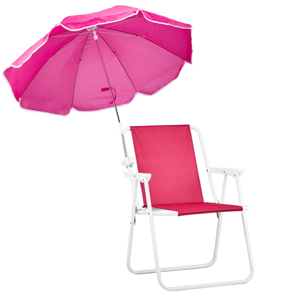 Folding Beach Chair with Umbrella - Lightweight, Portable, 265lbs Capacity