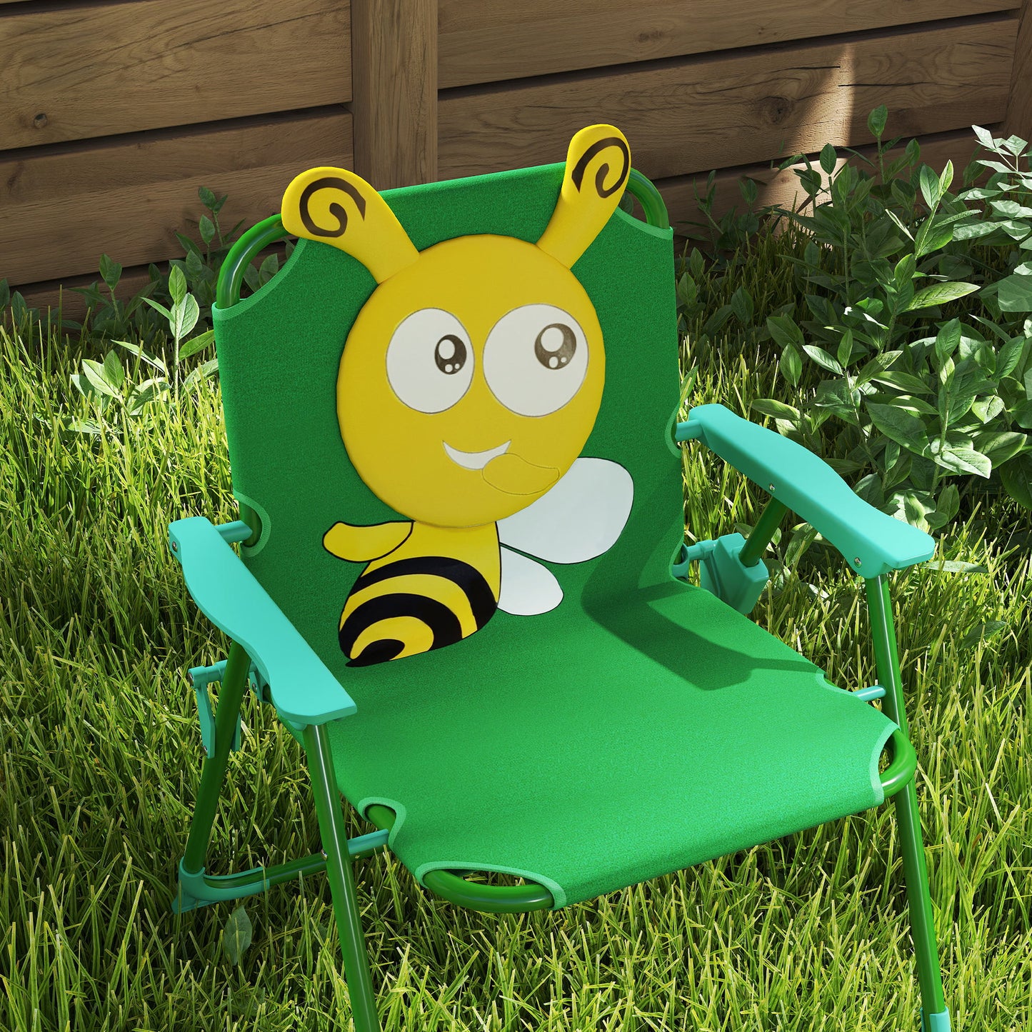 Kids Picnic Table and Chair Set with Adjustable Umbrella - Green