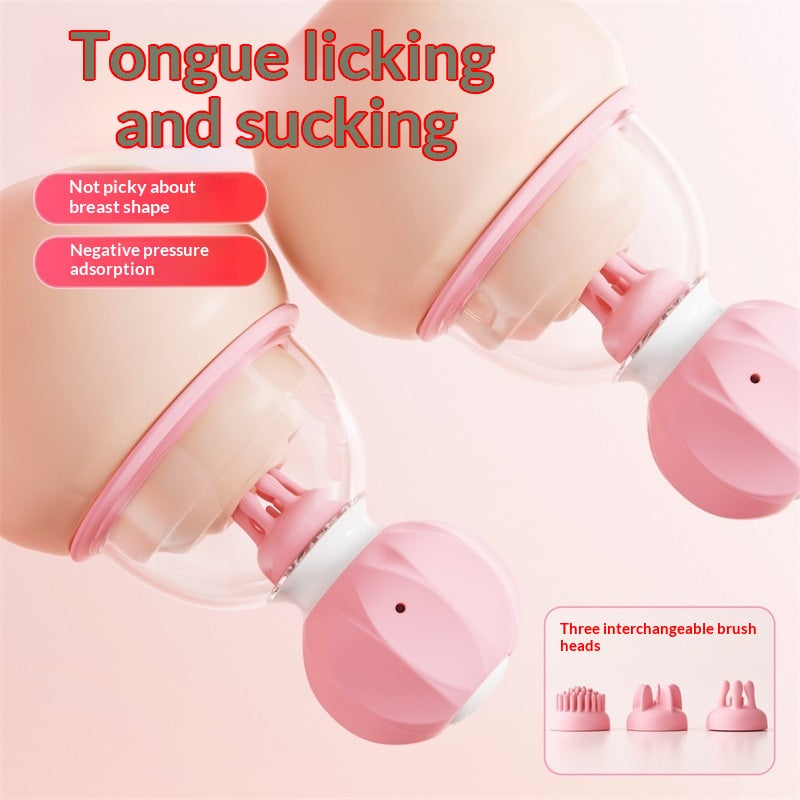 Electric Nipple Massager for Women - Pink Silicone Breast Device with Replacement Heads