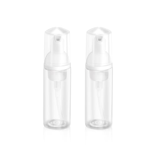 2oz Plastic Foam Pump Bottle, Empty Bottle Travel Foaming Dispenser for Hand Soap, Shampoo (2Pcs, 60ml)