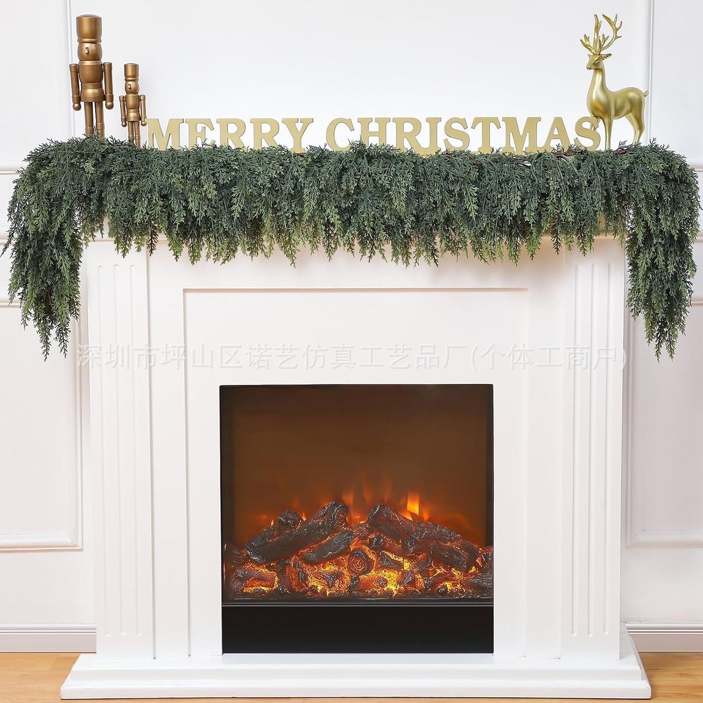 Christmas Pine Needle Garland - Soft Rubber Feel Festive Holiday Decor