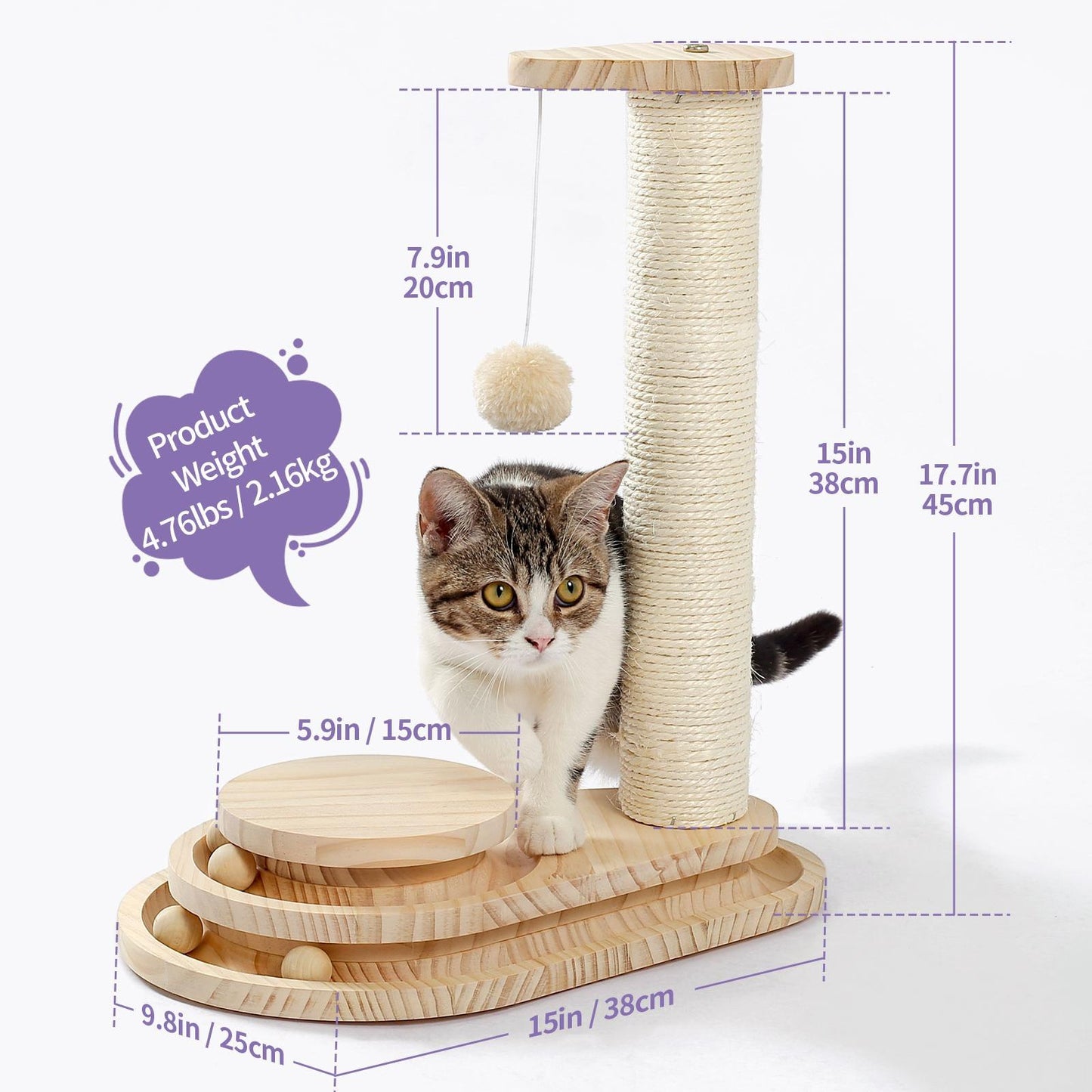 Indoor Cat Scratching Post and Interactive Toy Track Set - Small Cats