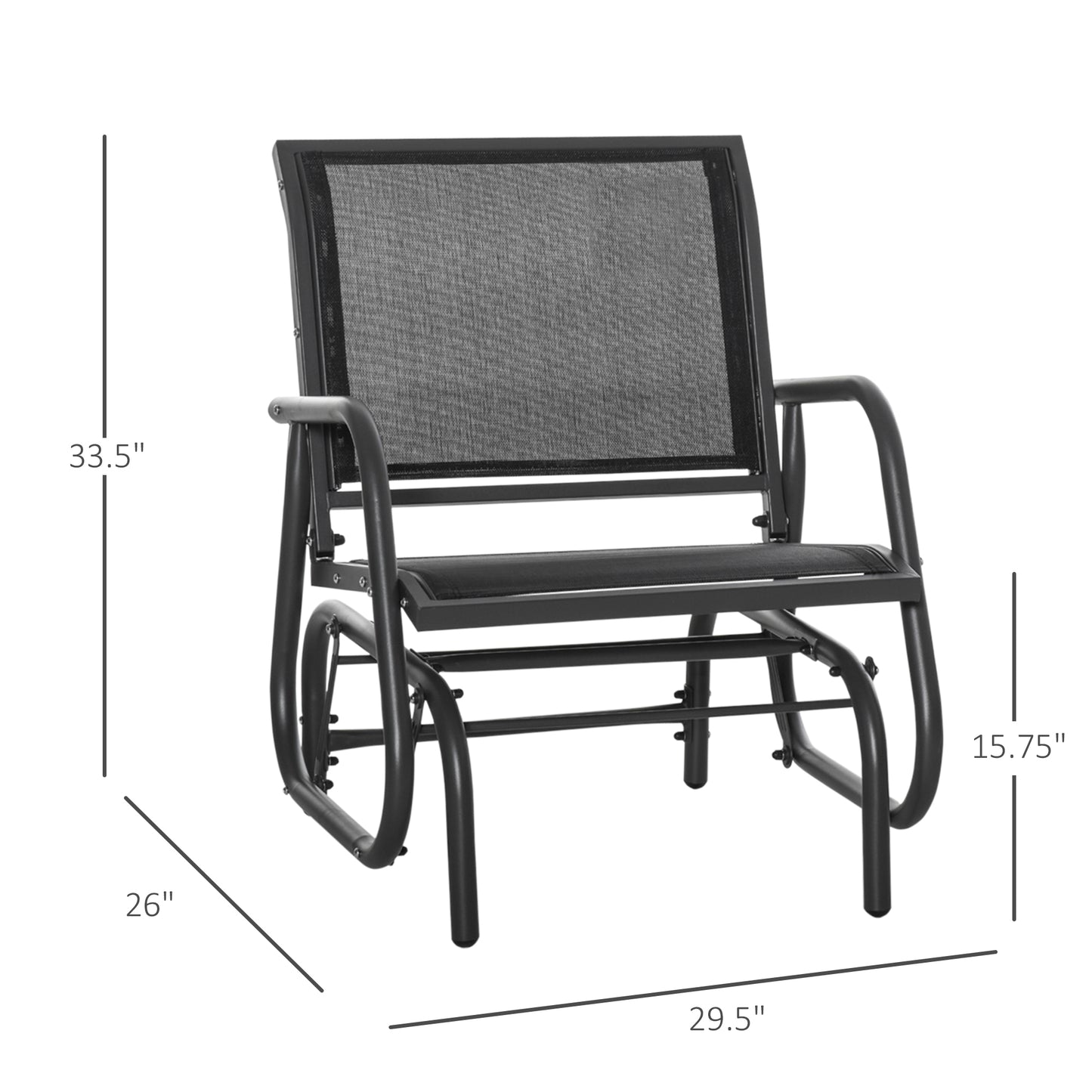 2-Piece Outdoor Glider Rocking Chair Set - Black