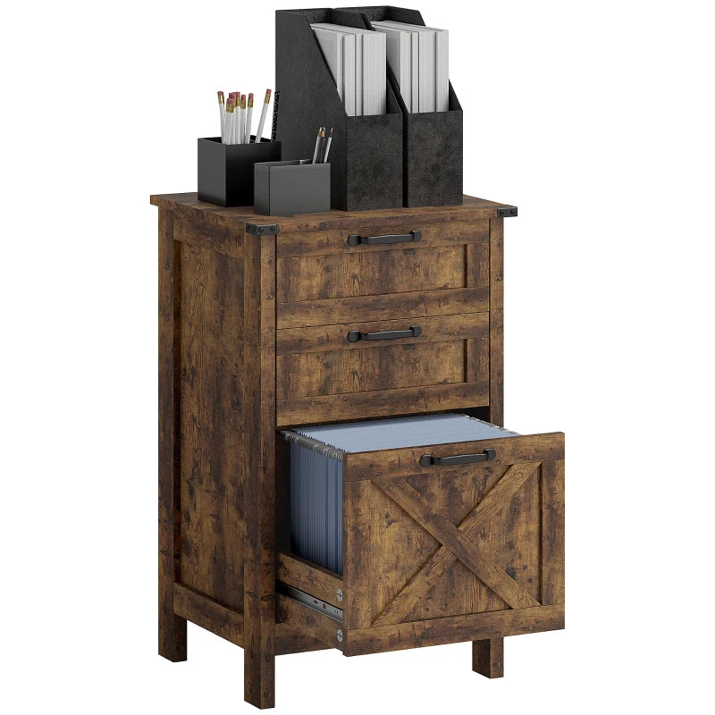 Rustic Farmhouse File Cabinet with 3 Drawers - A4 & Letter Size