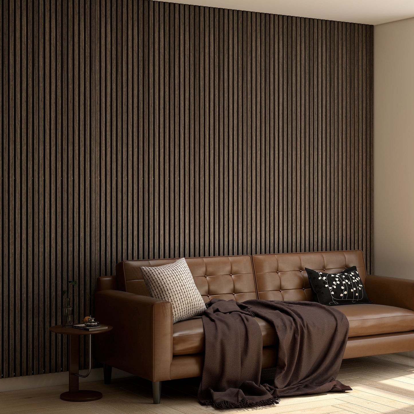 Acoustic Wood Wall Panels - 4 Pack Sound Absorbing Slats, Walnut