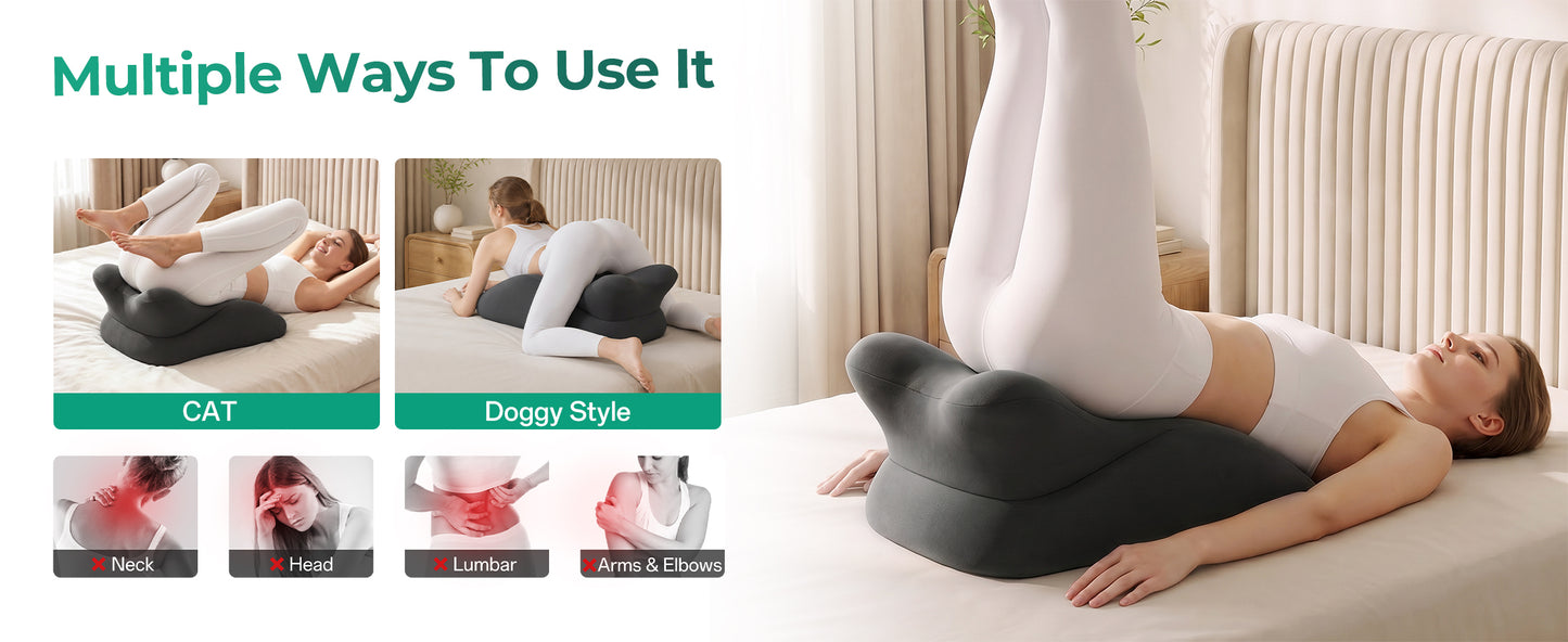 Ergonomic Memory Foam Wedge Pillow for Couples - Dark Grey