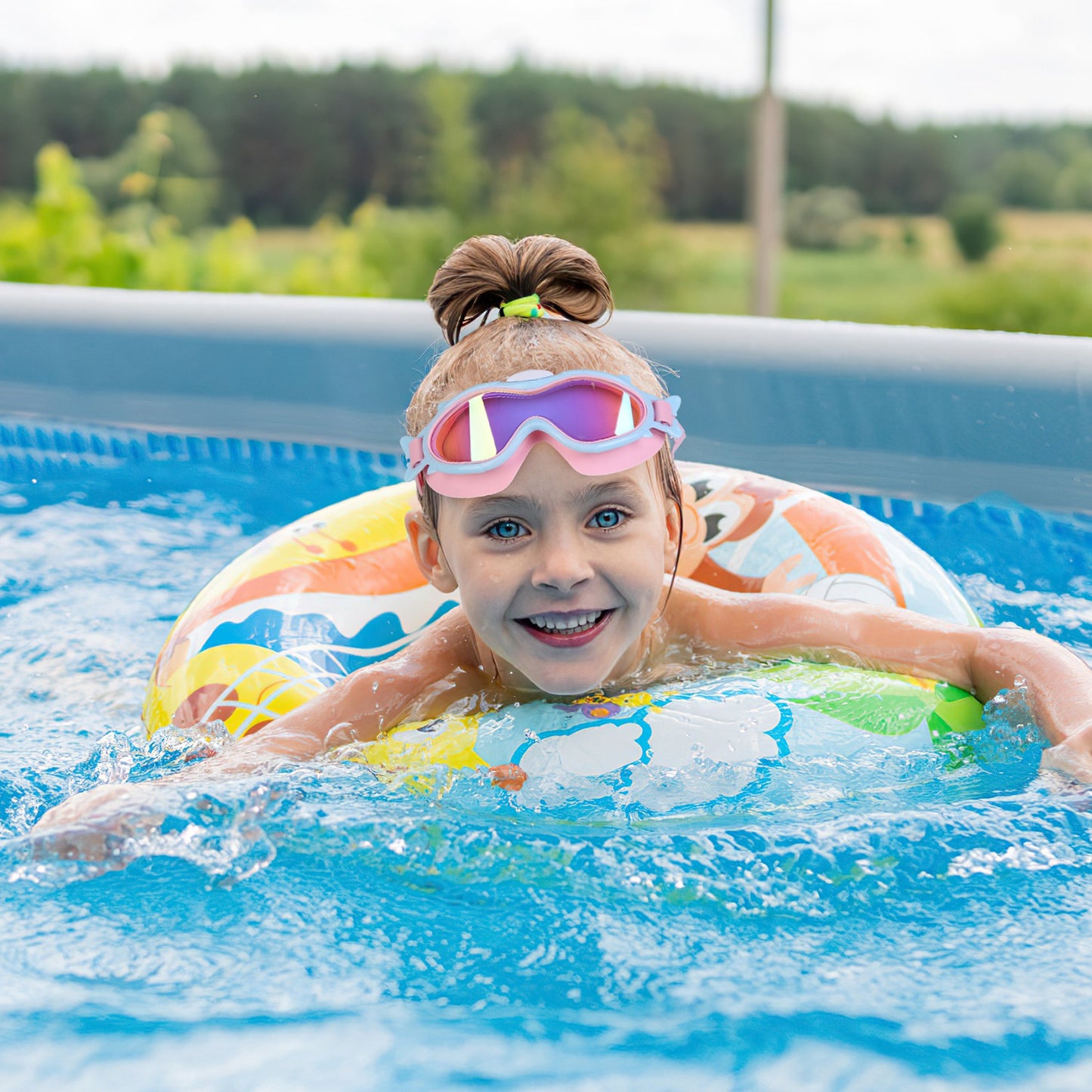 Kids Swim Goggles with Ear Plugs - UV Protection, Anti-Fog, Leak Proof