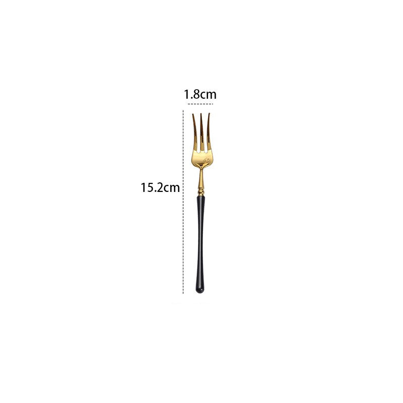 Stainless Steel Dinnerware Set with Black Gold Finish - Knife Fork Spoon