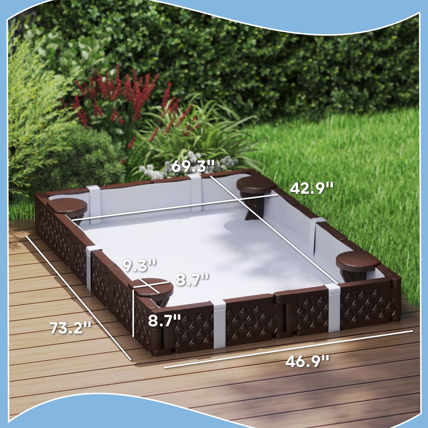 Kids Sandbox with Cover and 4 Seats - Dark Brown