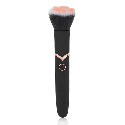 Powered Electric Makeup Brush Loose Powder Brush 10 Gears Vibration Electric Massage Brush for Makeup Blending Contouring Airbrush Finish, Black