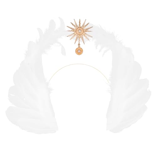 Lurrose Wedding Tiara Angel Wings Headband Christmas Hair Band Elegant Costume Headdress Halloween Party Props for Girls Women Goddess