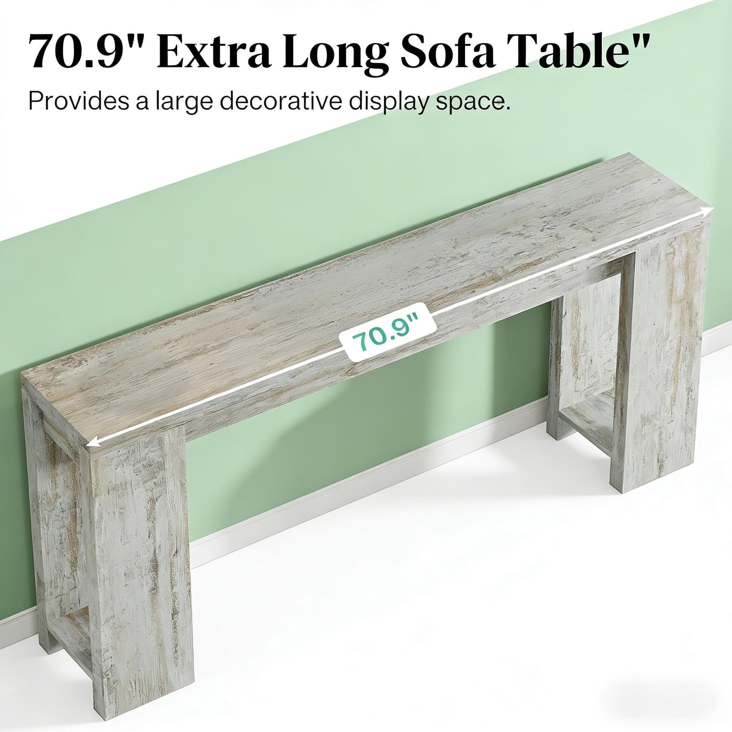 Wooden Console Table - Farmhouse Entryway Sofa Table, White