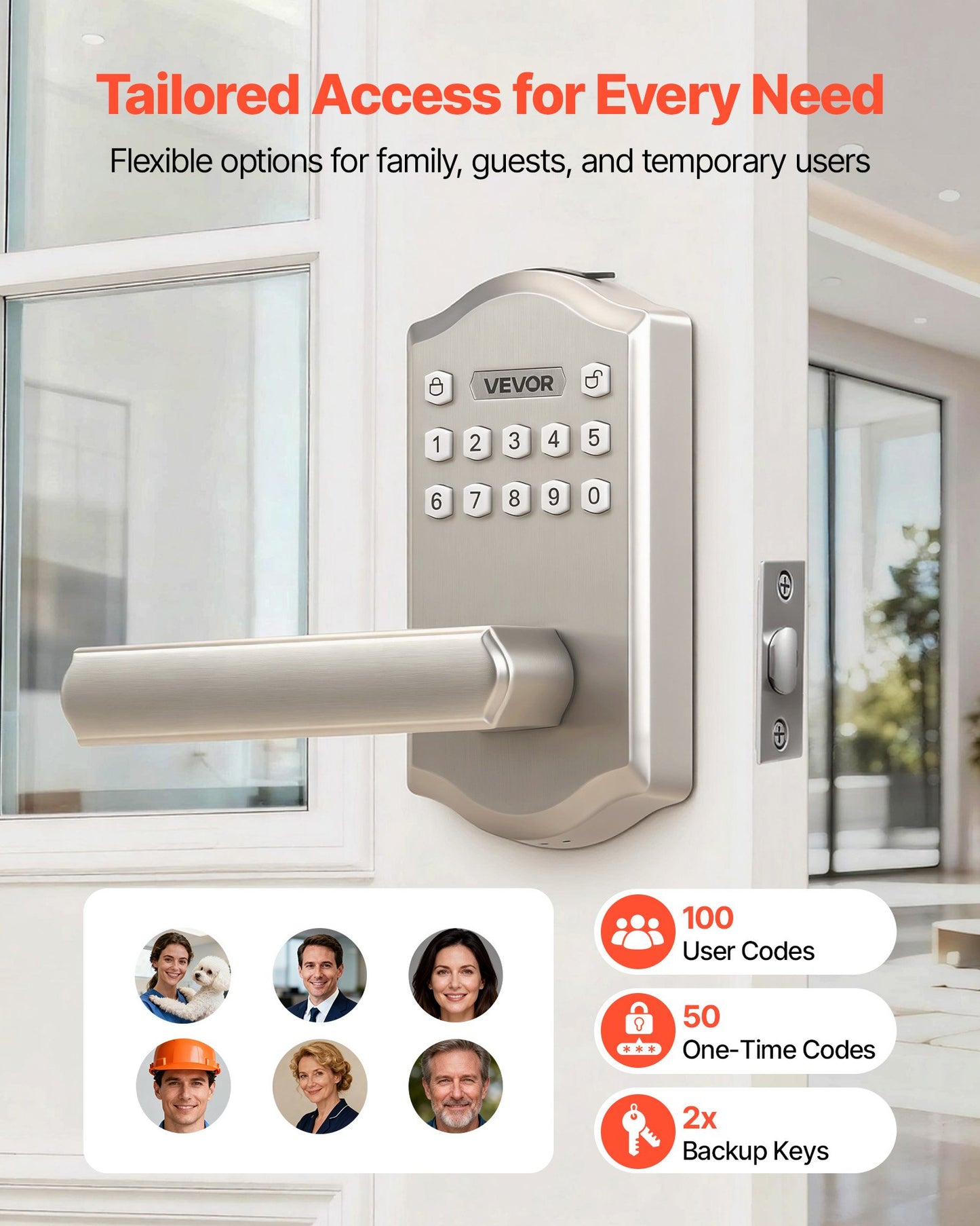 Keyless Entry Door Lock with Handle and Keypad - Satin Nickel, Black