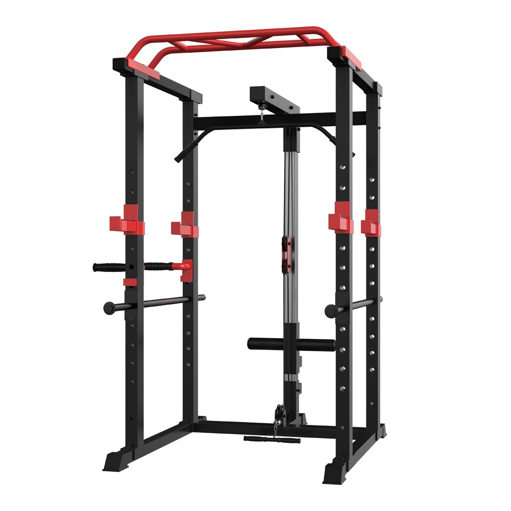 Adjustable Power Cage Squat Rack - 1000lbs Capacity, Black