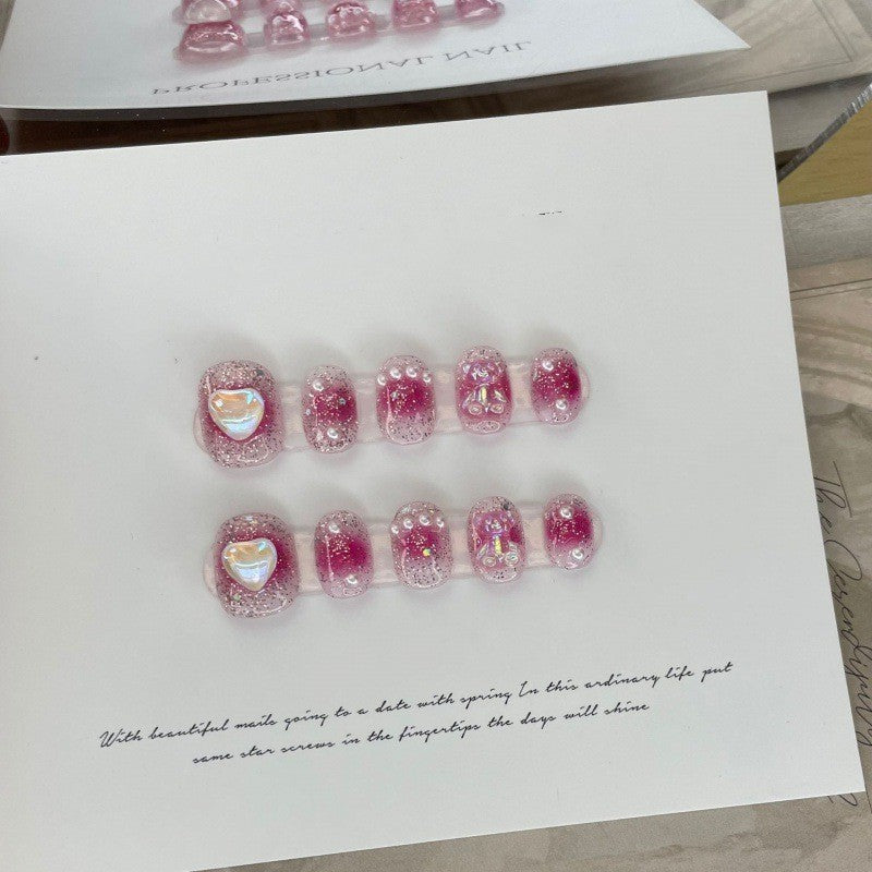 Nail Art Kit with Raspberry Bubble Candy Design for Nail Enhancement