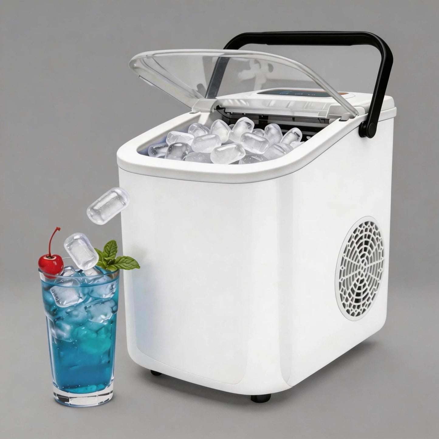 Portable Countertop Ice Maker Compact, Self-Cleaning, With Handle