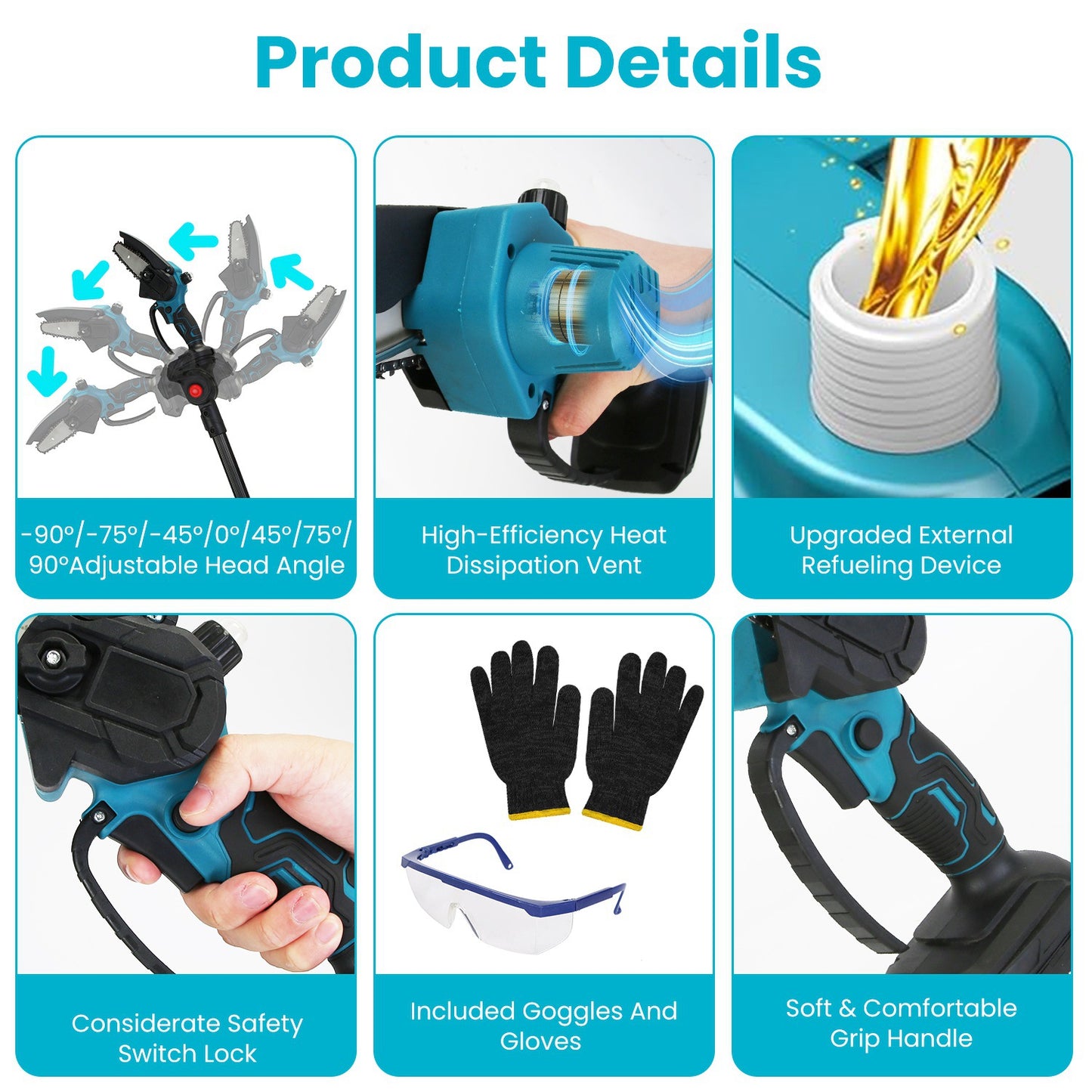 4-in-1 Cordless Pruning Shear & Chainsaw Set with Extension Poles, 2 Batteries