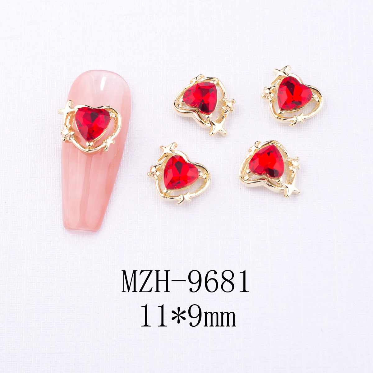 Glass Nail Decorations with Red Bow Design - Assorted Series