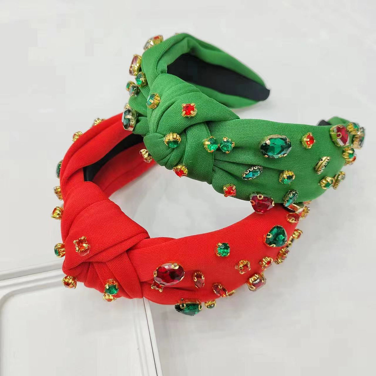 Christmas Rhinestone Headband with Knot Center