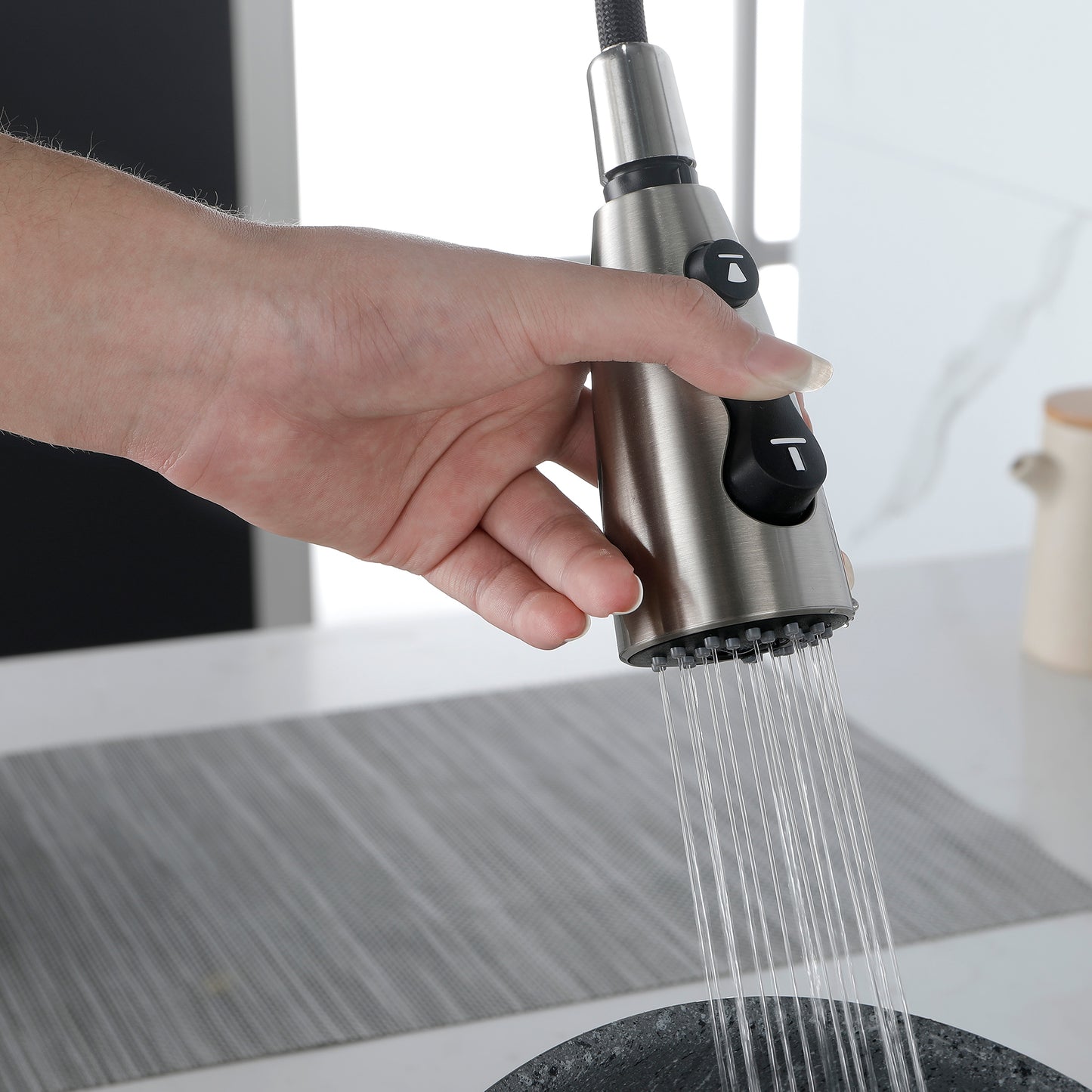 Stainless Steel Kitchen Faucet with Single Handle and Deck