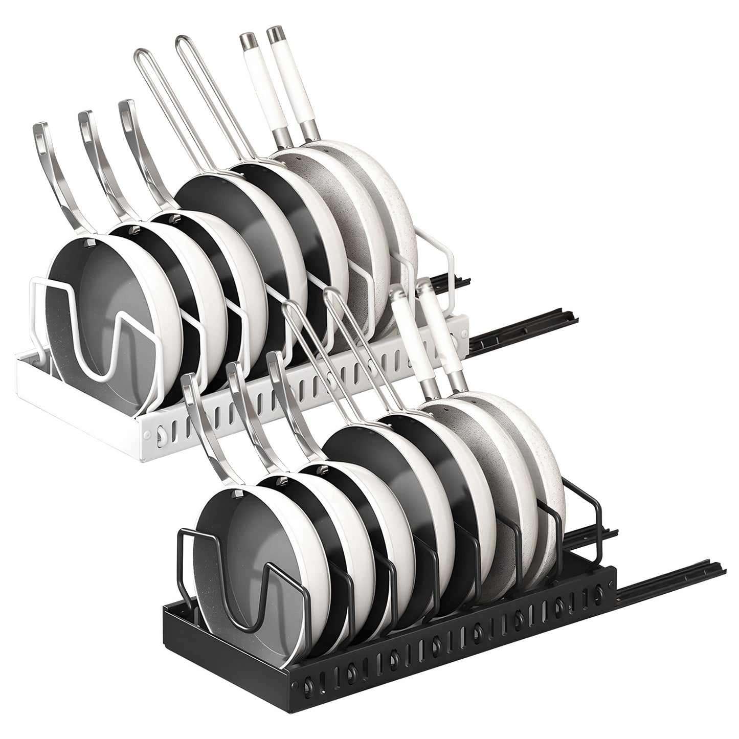 1Pc Pull Out Pots And Pans Organizer Under Cabinet With 8 Adjustable