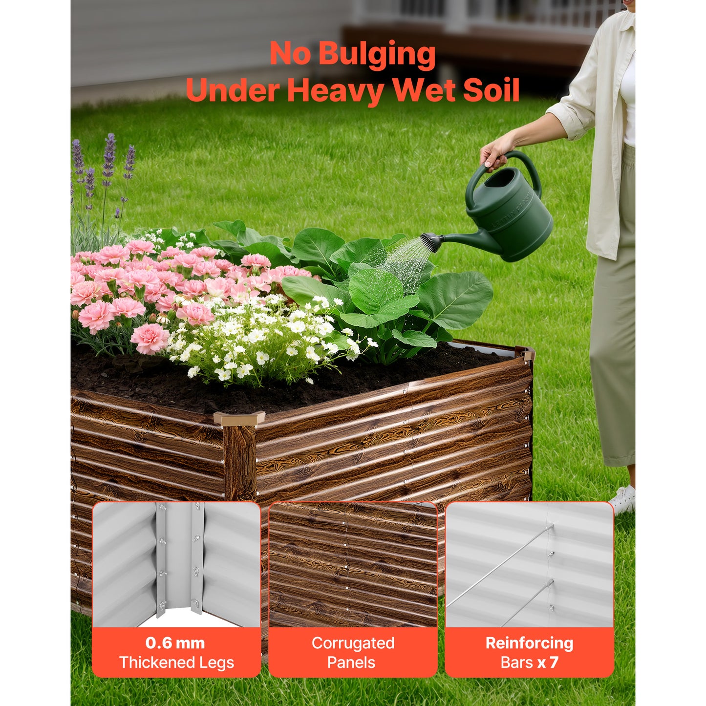 Galvanized Raised Garden Bed 8x4x2 Ft Outdoor Metal Planter Box Kit