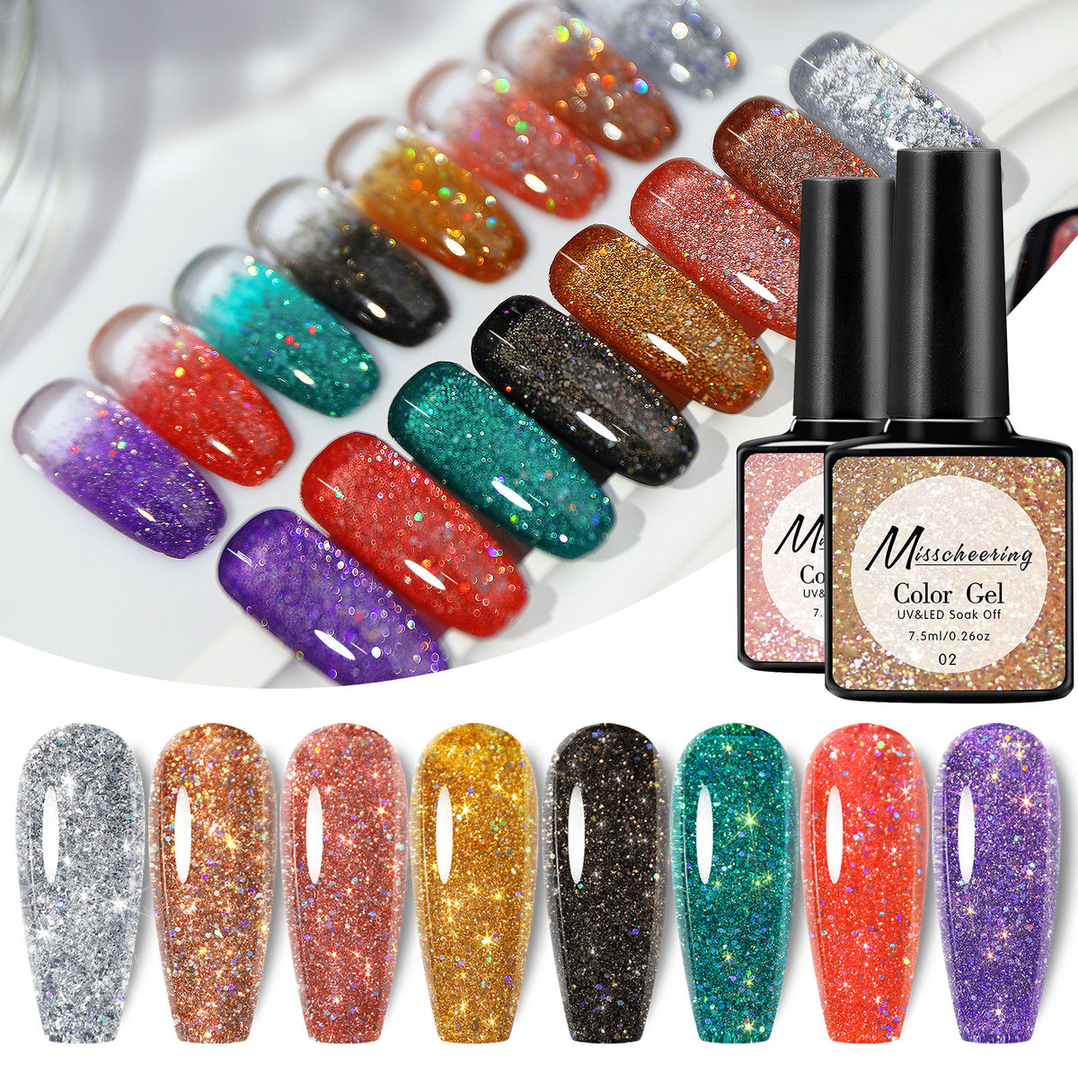 Diamond Sequins Glue for Nail Art - Gradient UV Polish & Glitter Embellishments