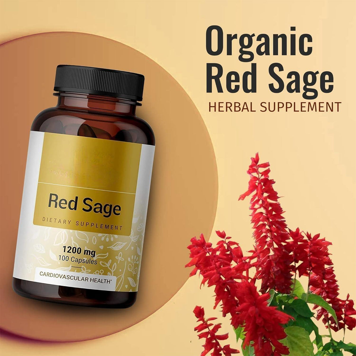 Salvia Miltiorrhiza Red Ginseng Capsule Supplement - 100 Tablets