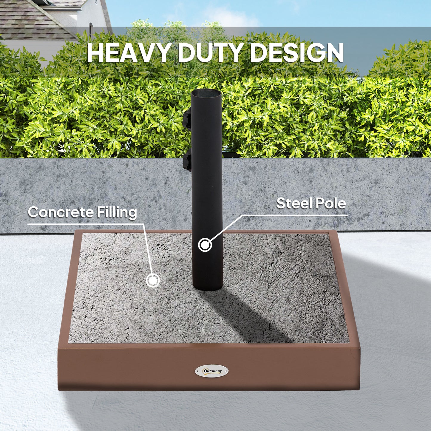 Concrete Patio Umbrella Base - 42 lbs Heavy Duty for 1.25/1.5" Poles - Coffee