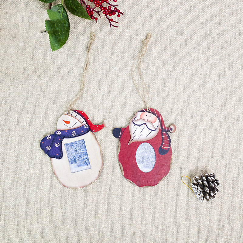Christmas Wooden Pendant Photo Frame - Festive Holiday Decoration