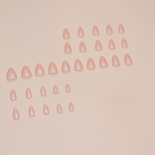 Almond Press On Nails - Chrome Designs, Glossy Glue On, Light Pink, 30 Pcs