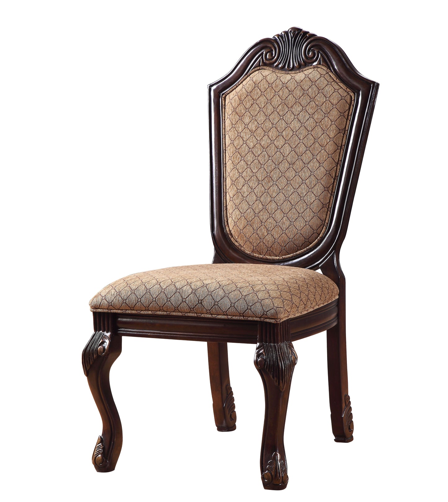 Chateau De Ville Fabric Side Chair Set - Espresso Finish, 2 Pack