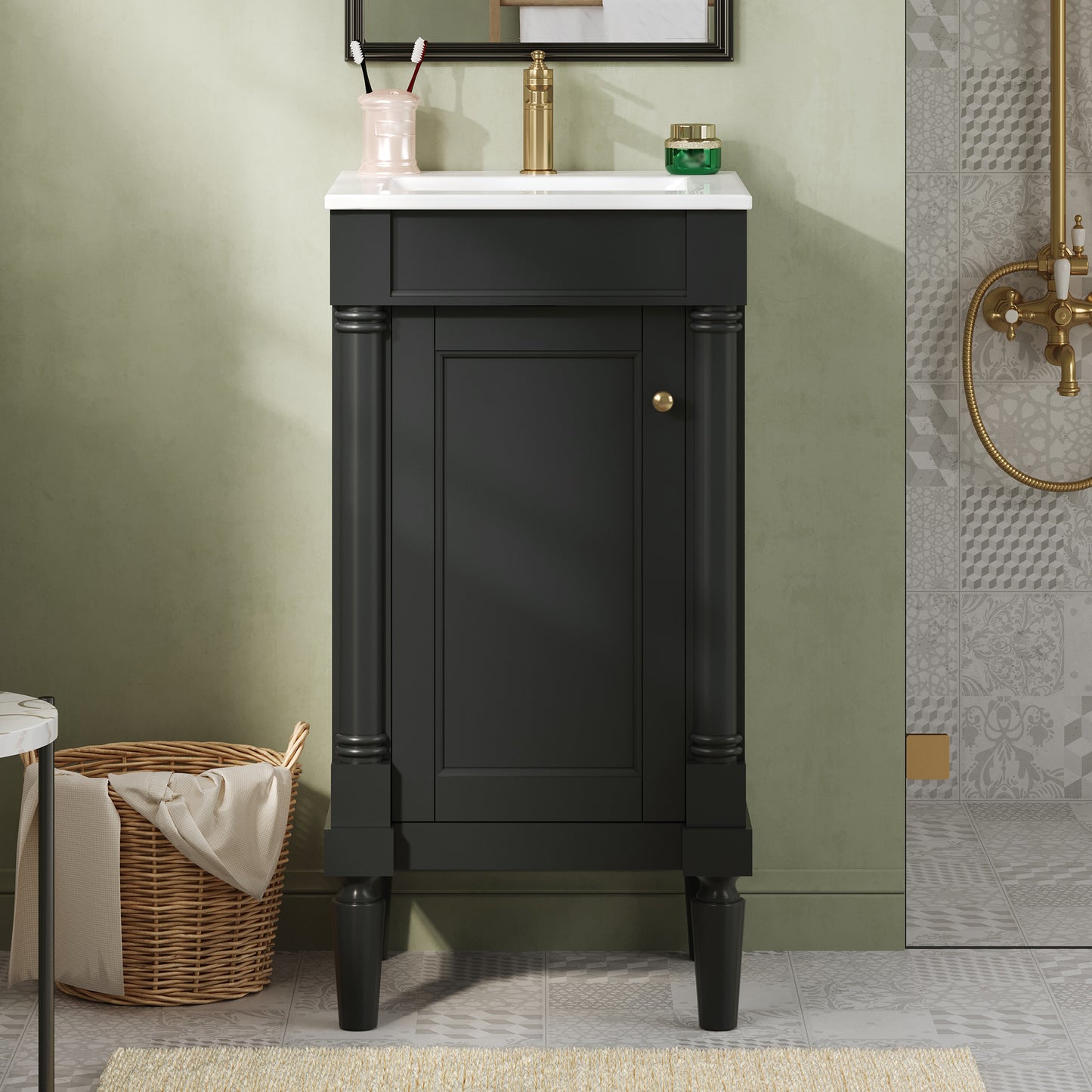 18 French Style Bathroom Cabinet With Storage, Small Space Solution