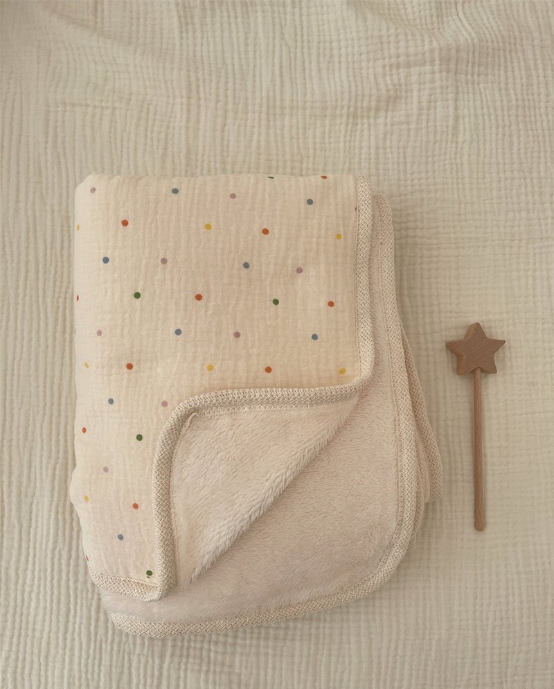 Double Layer Cotton Plush Blanket with Lace Edge - Multi Colors, 90x130cm