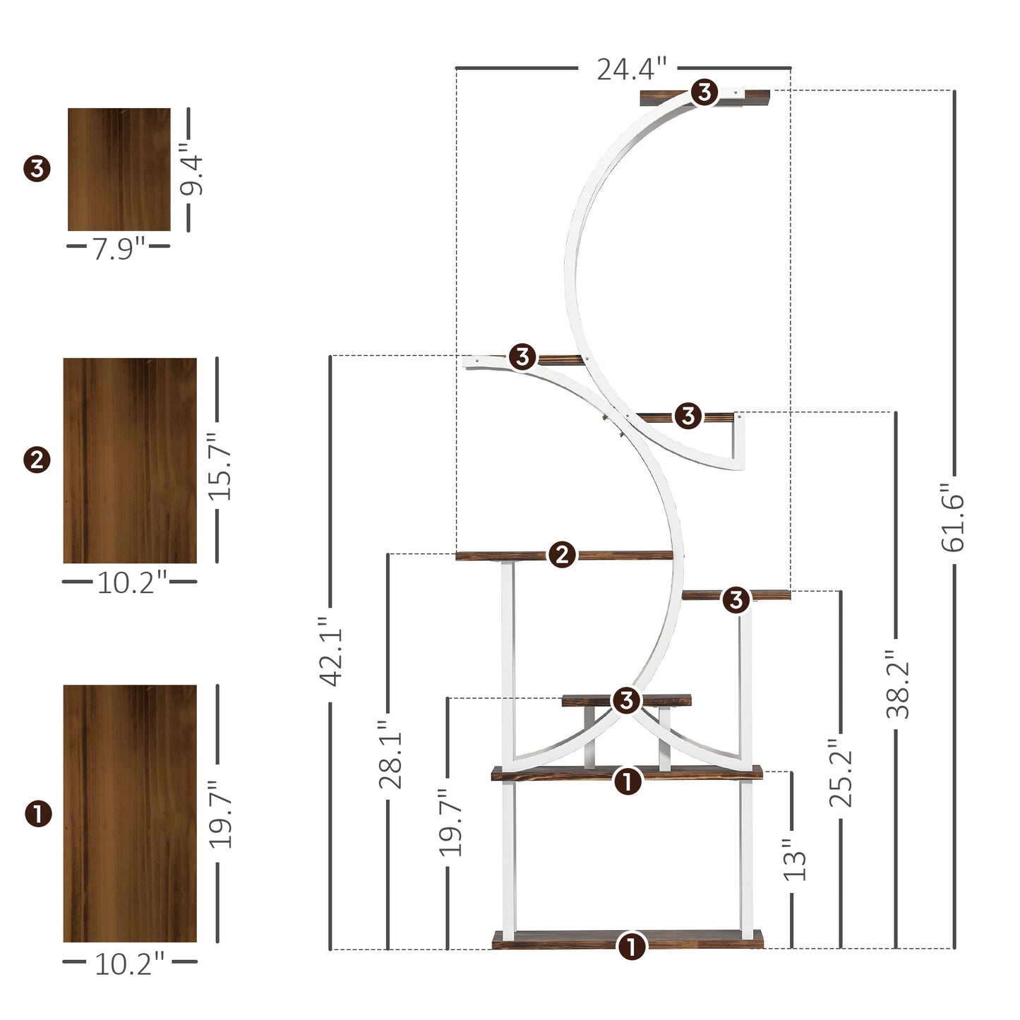 8-Tier S-Shaped Indoor Plant Stand - Carbonized Finish