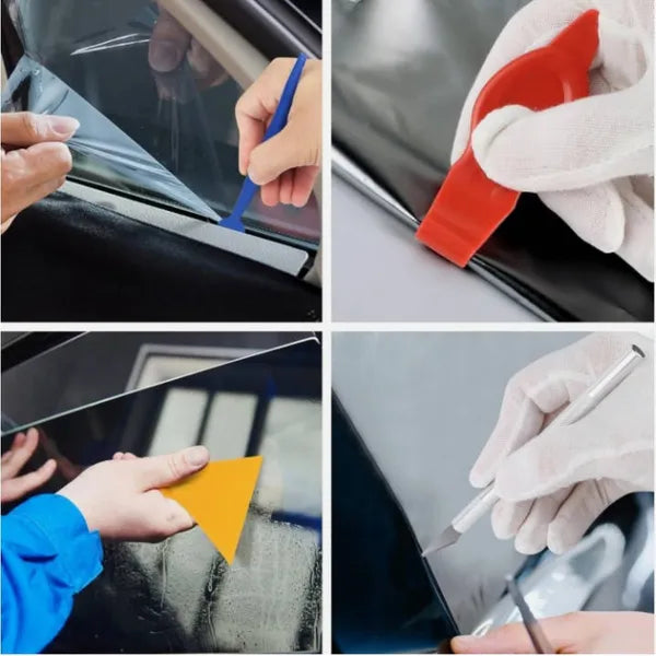 Car Window Tint Film Application Kit with Squeegees, Scraper, Wrap Knife & Magnetic Holders