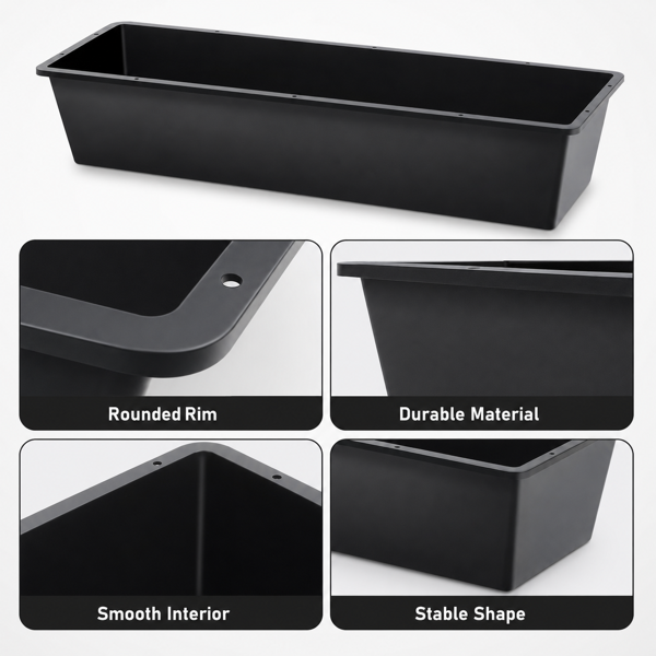4-Piece Heavy-Duty Plastic Livestock Feed Trough for Horses, Goats, Pigs