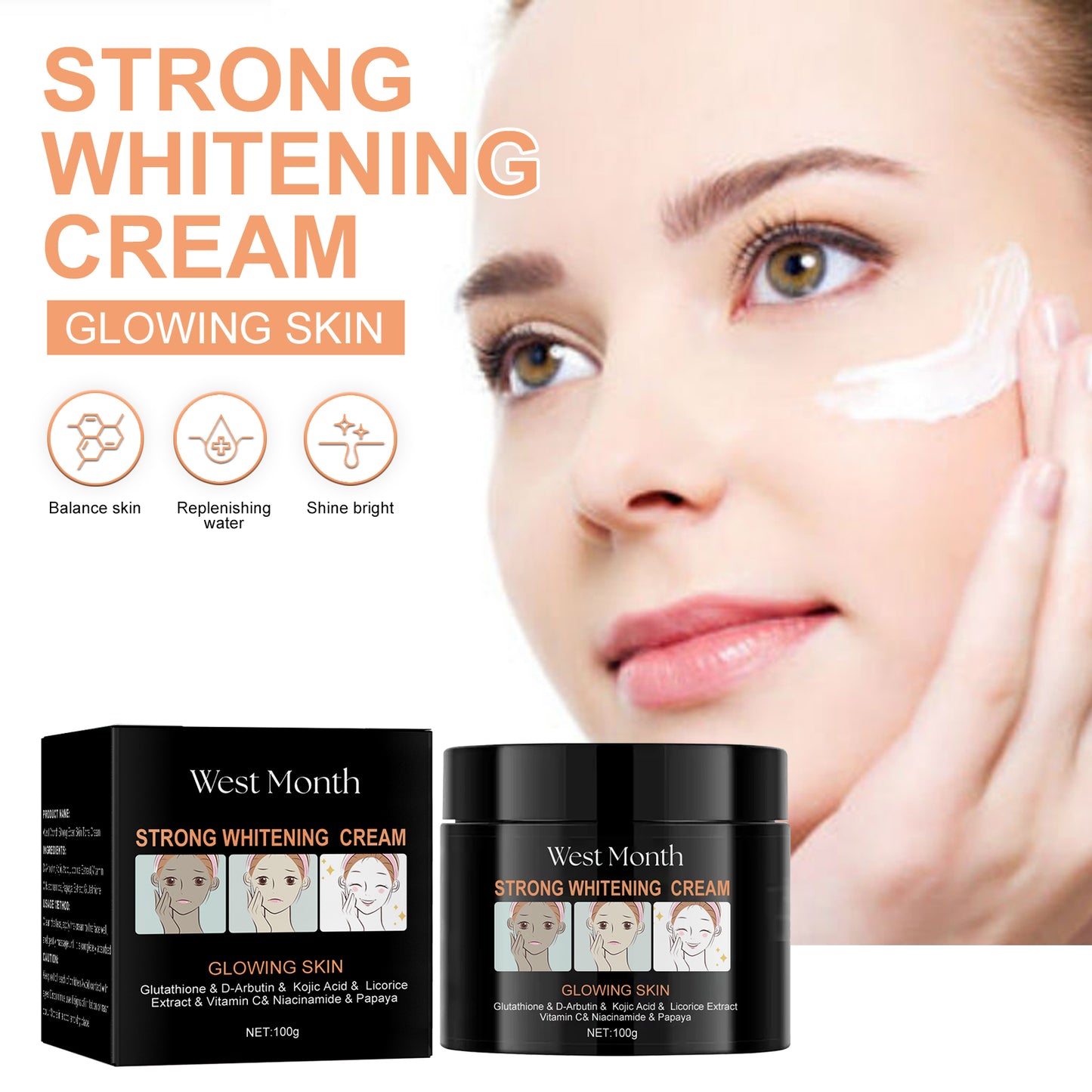 Brightening Moisturizing Face Cream - Kojic Acid Skin Tone Repair Lotion