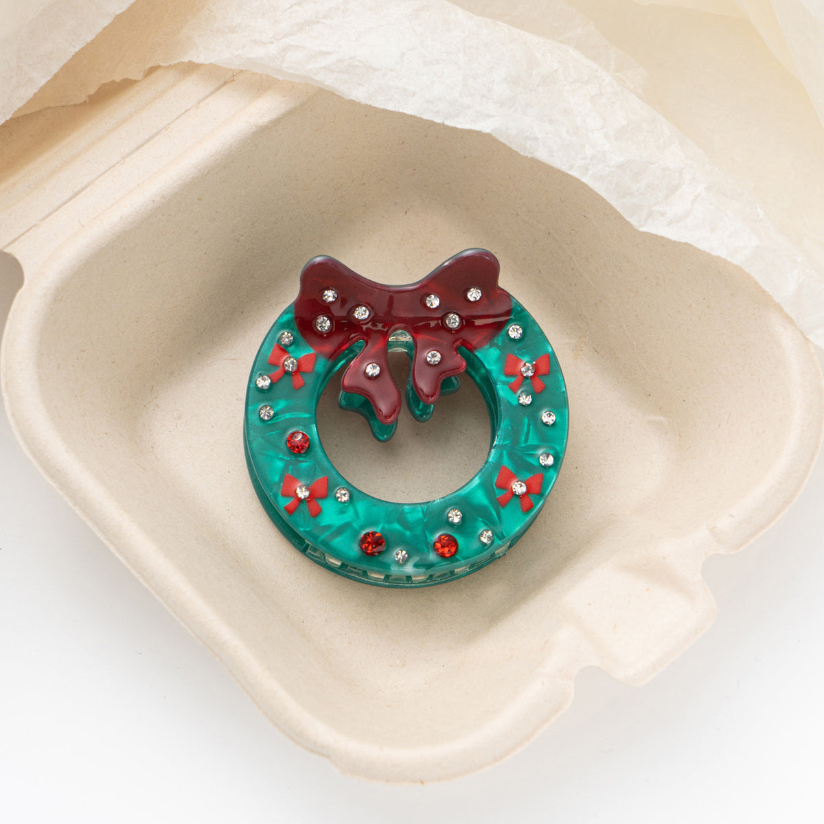 Christmas Wreath Headband - Diamond Studded Hair Accessory