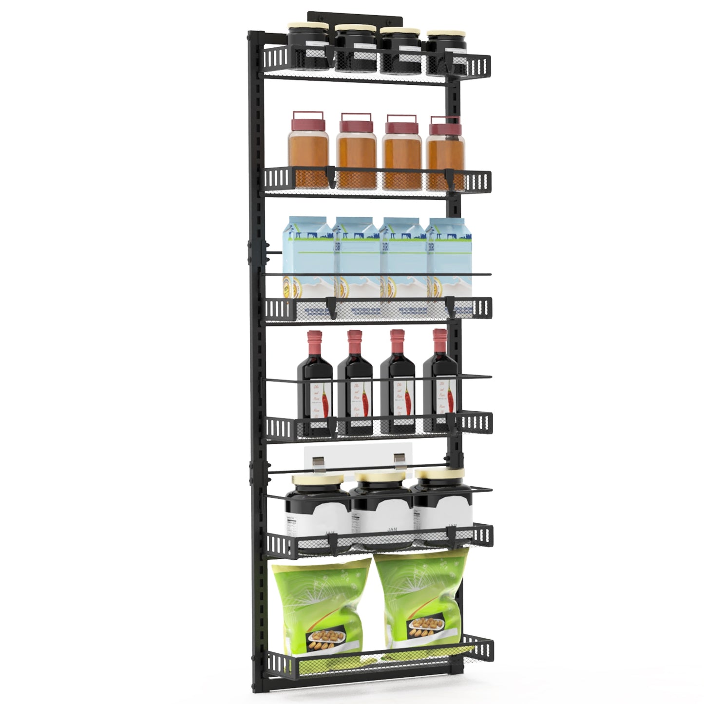 Black-White Options -- 1Pc Over The Door Pantry Organizer 6-Tier