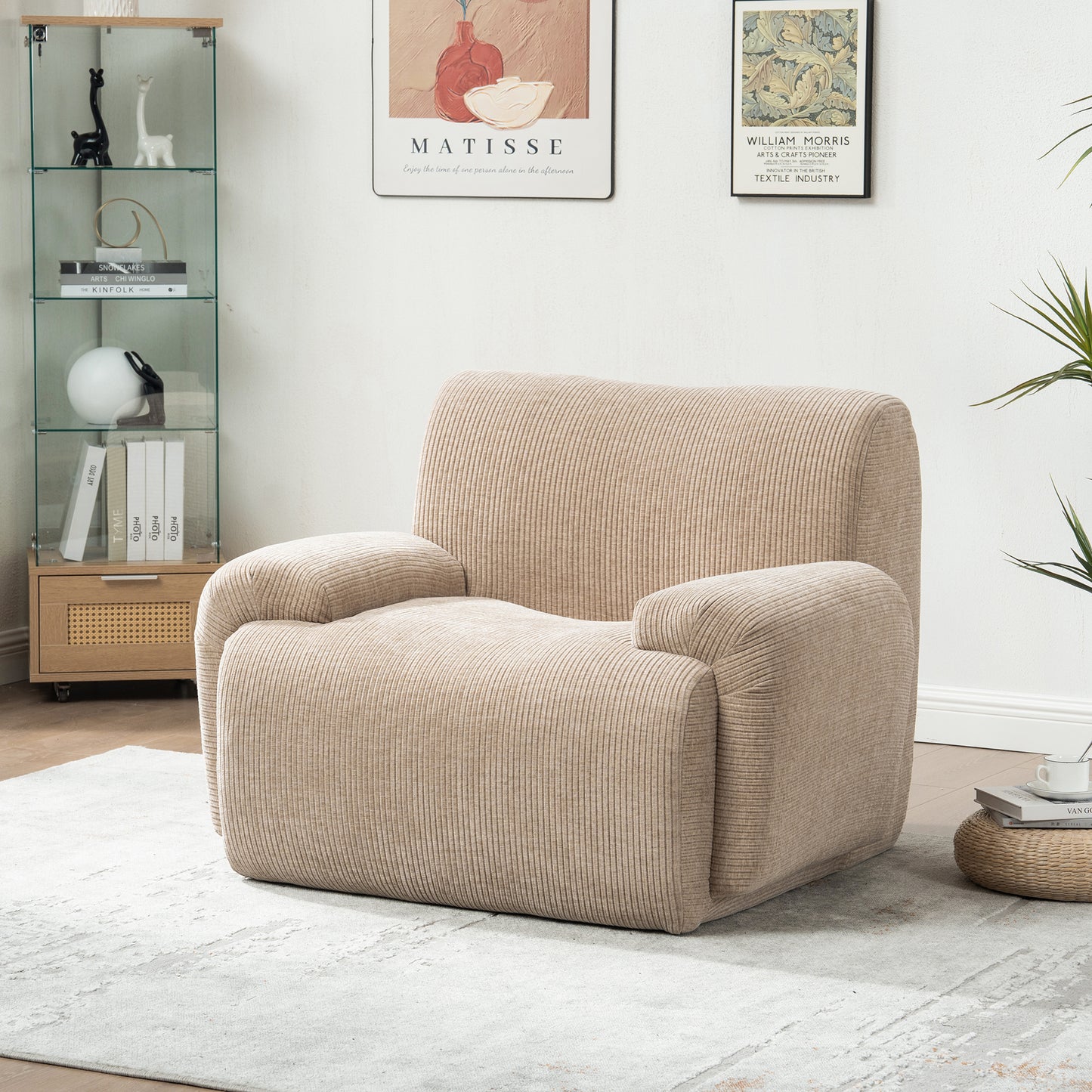 42" Wide Modern Upholstered Chenille Accent Chair - Taupe